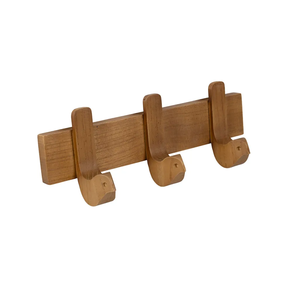 Patère 3 crochets oiseau en acajou blanc naturel 30x11cm - Campagne