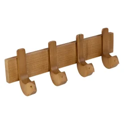 Patère 4 crochets oiseau en acajour blanc naturel 40x13cm - Campagne