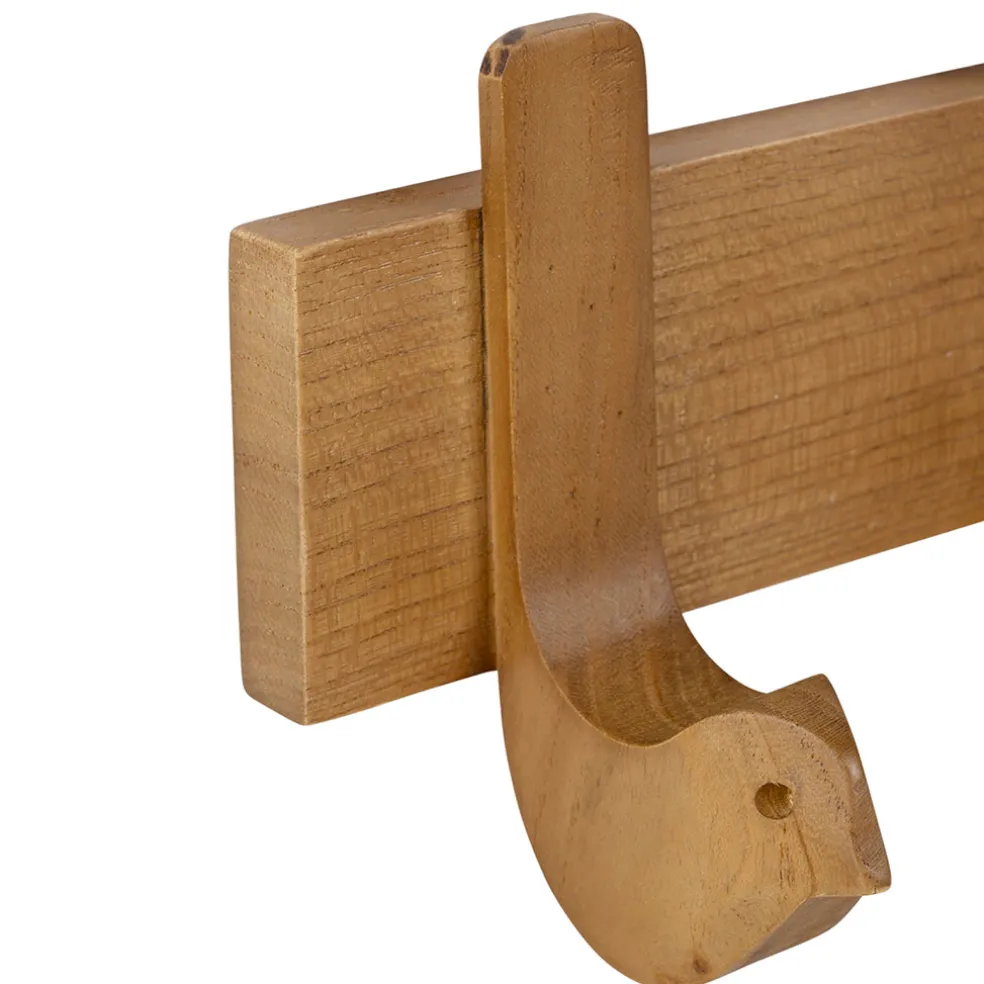 Patère 4 crochets oiseau en acajour blanc naturel 40x13cm - Campagne