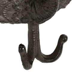 Patère double paon en fonte brun