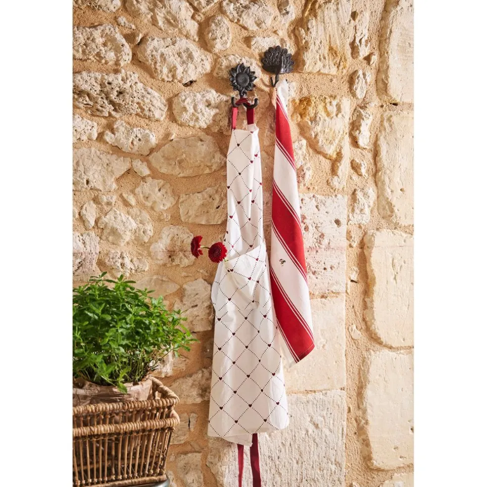 Patère double paon en fonte brun