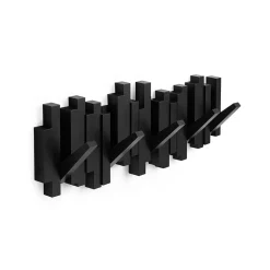 Patère murale 5 crochets rabattables noir