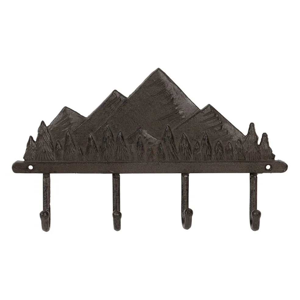 Patères 4 crochets Montagnes en fonte brun - Montagne