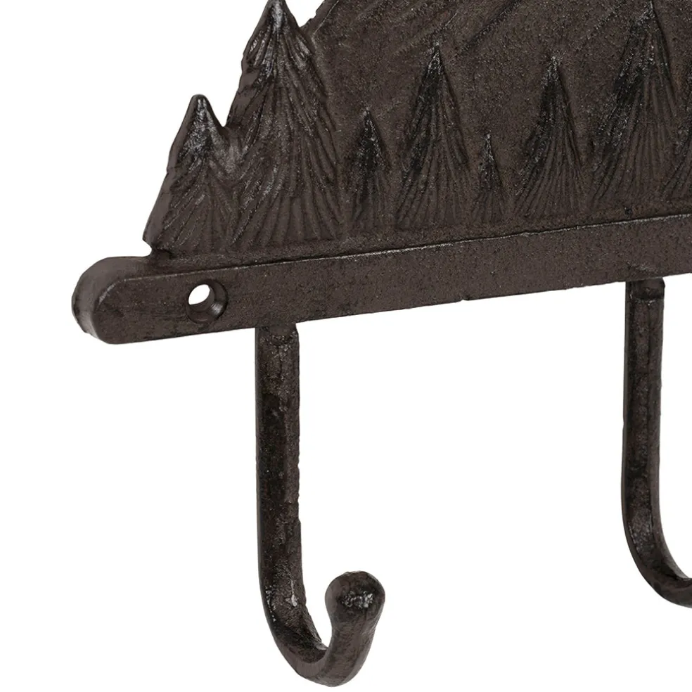 Patères 4 crochets Montagnes en fonte brun - Montagne