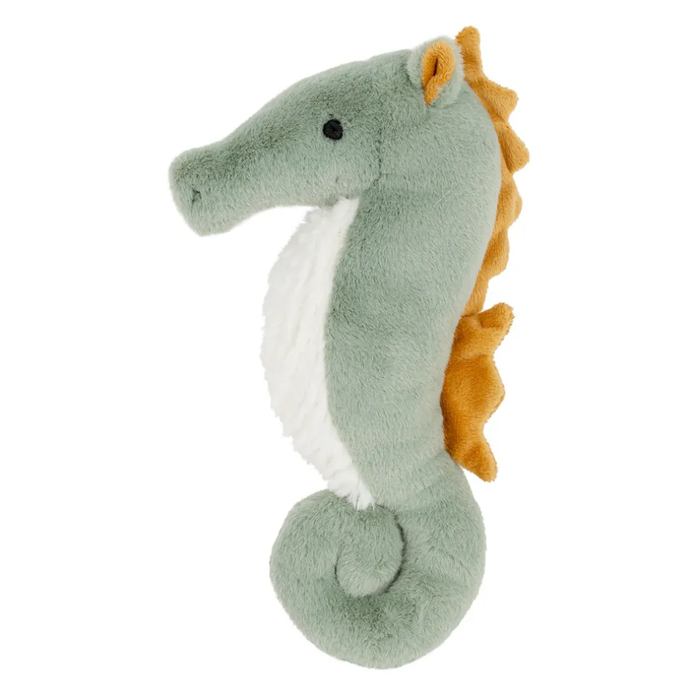 Peluche hippocampe en tissu vert