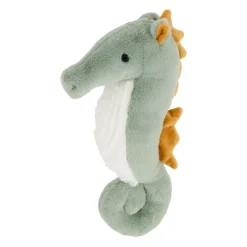Peluche hippocampe en tissu vert