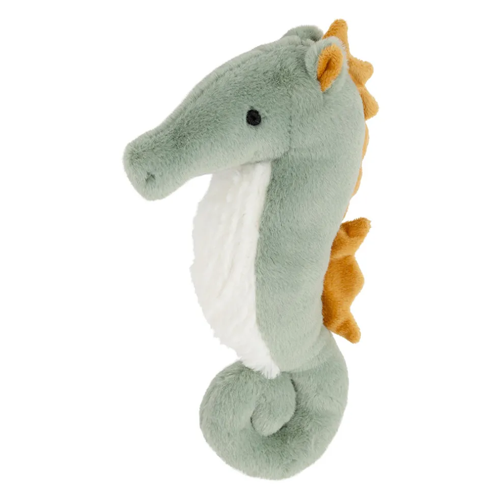 Peluche hippocampe en tissu vert