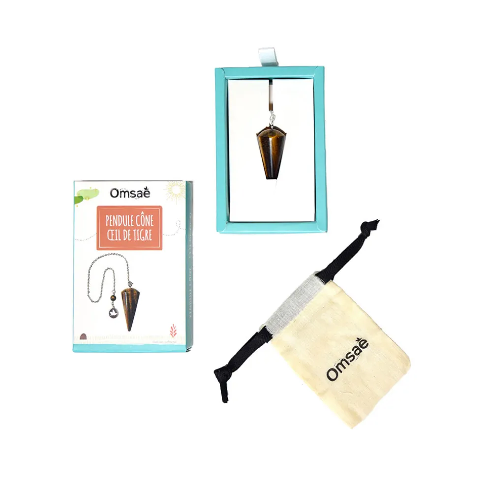 Pendule cône lisse en œil de tigre