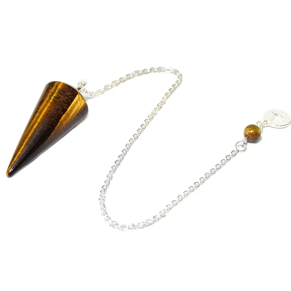 Pendule cône lisse en œil de tigre