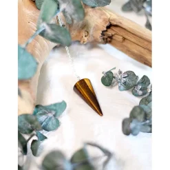 Pendule cône lisse en œil de tigre