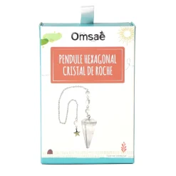 Pendule hexagonal en cristal de roche et charm étoile