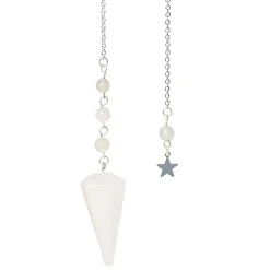 Pendule hexagonal en cristal de roche et charm étoile