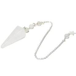 Pendule hexagonal en cristal de roche et charm étoile