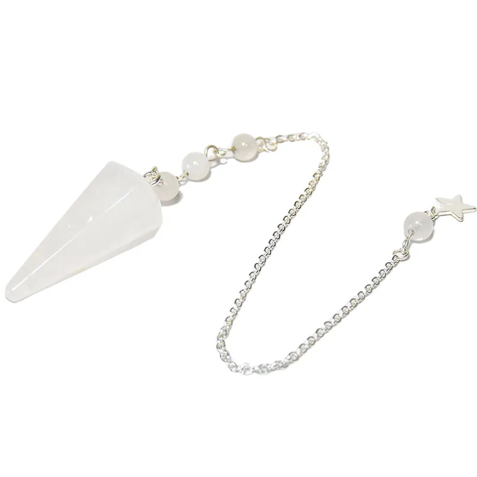 Pendule hexagonal en cristal de roche et charm étoile