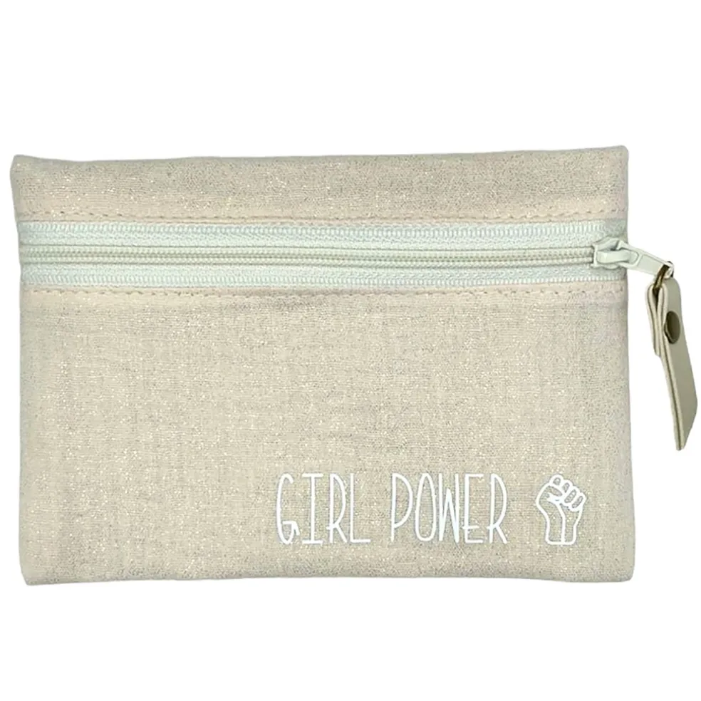 Petite pochette girl power scintillant écru