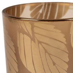 Photophore en verre et bois ambre d10cm - Noisetier