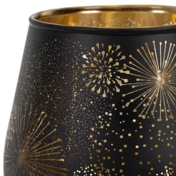 Photophore en verre noir mat et doré h9.5cm - Tropic Etoile