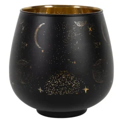 Photophore en verre noir mat et doré h12cm - Tropic Etoile