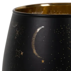 Photophore en verre noir mat et doré h12cm - Tropic Etoile