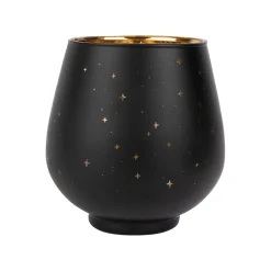 Photophore étoiles en verre noir mat et doré 9cm - Tropic Étoile