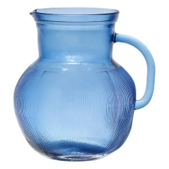 Pichet en verre recyclé sablé bleu 2.3l - Aheli
