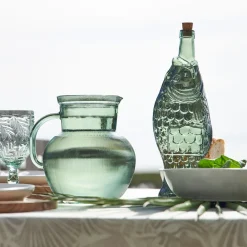 Pichet en verre recyclé sablé sauge 2.3l - Aheli