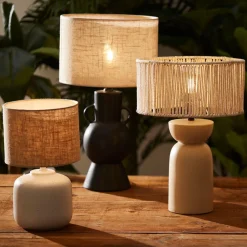 Pied de lampe arrondie en porcelaine h40cm noir - eterra