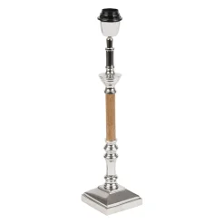 Pied lampe en aluminium et manguier h38cm argent - chaveny