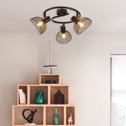 Plafonnier 3 lumières en metal h18cm mat noir - iris