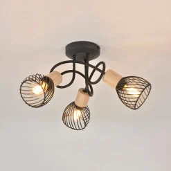 Plafonnier 3 lumières en metal h21 cm mat noir - kento