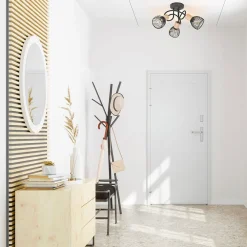 Plafonnier 3 lumières en metal h21 cm mat noir - kento