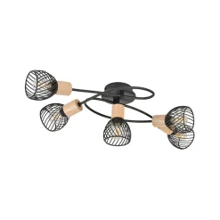 Plafonnier 5 lumières en metal l67cm mat noir - kento