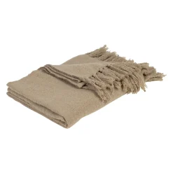Plaid avec franges en tissu olive 150x130cm - Klosen