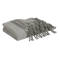 Plaid avec franges en tissu gris 170x130cm - Klosen