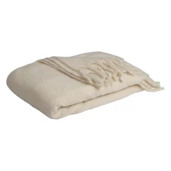 Plaid avec franges en tissu beige 170x130cm - Klosen