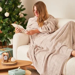 Plaid avec manches en tissu gris clair - Giny