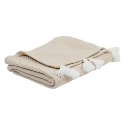 Plaid beige 130x170cm en coton - emeline