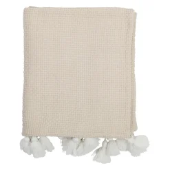 Plaid beige 130x170cm en coton - emeline