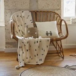 Plaid en coton écru et beige - Banquise