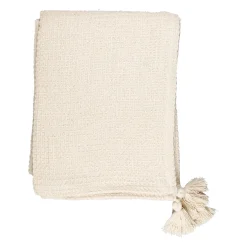 Plaid en coton nid d'abeille ecru 170x130cm - Beezz