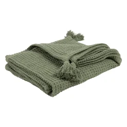 Plaid en coton vert 170x130cm - Beezz