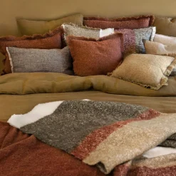 Plaid en laine kaki 130x200cm - Calypso