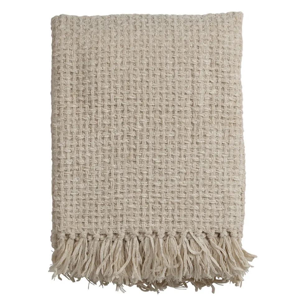 Plaid en tissu écru 130x170cm - Klosen