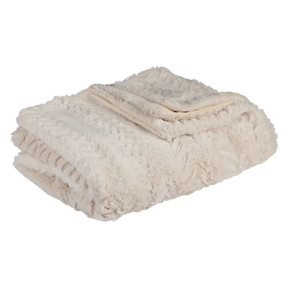 Plaid en tissu écru 170x130cm - Solene