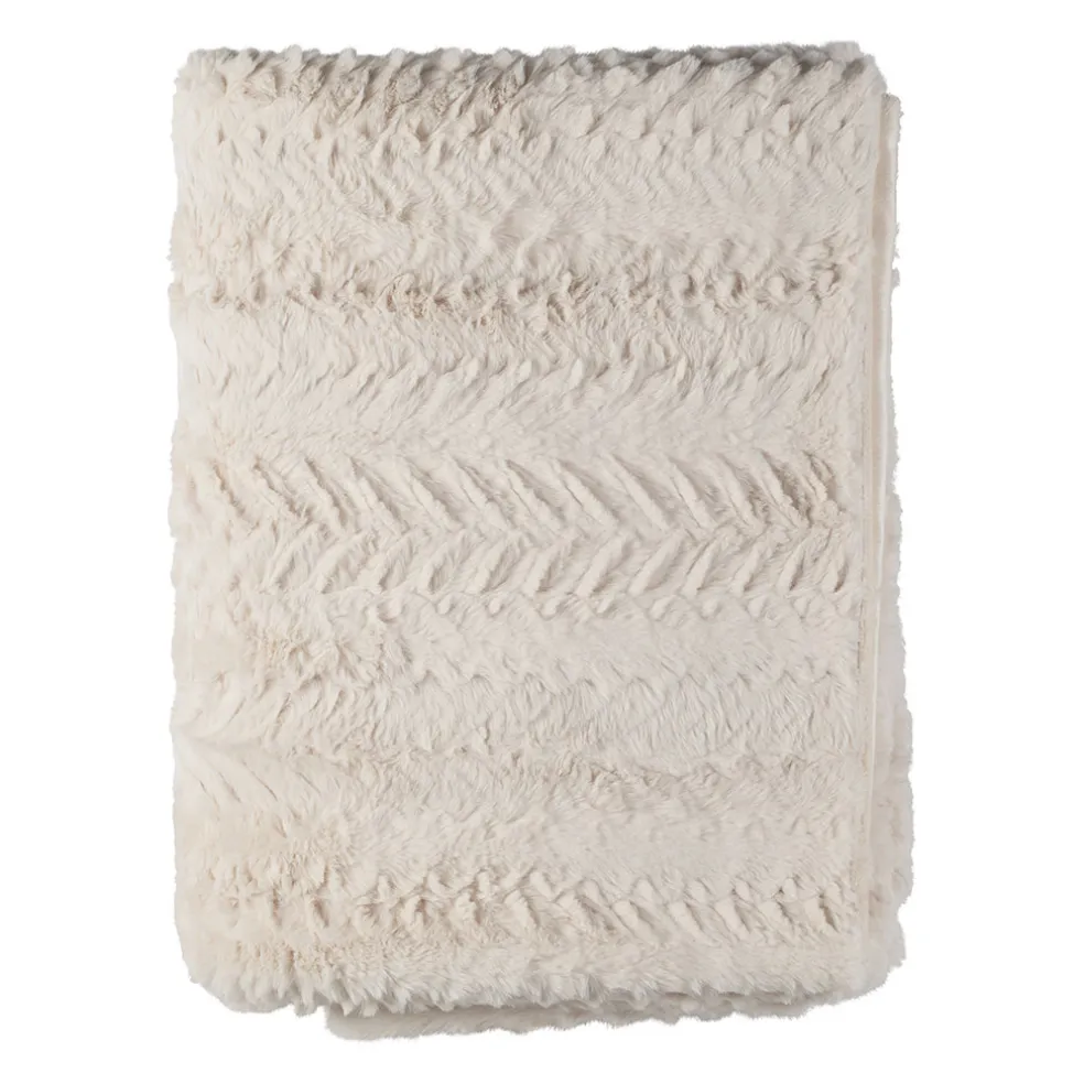 Plaid en tissu écru 170x130cm - Solene