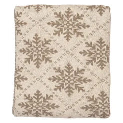 Plaid flocon en coton grège 150x125cm - Noel