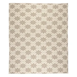 Plaid flocon en coton grège 150x125cm - Noel