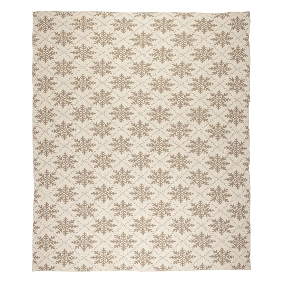 Plaid flocon en coton grège 150x125cm - Noel