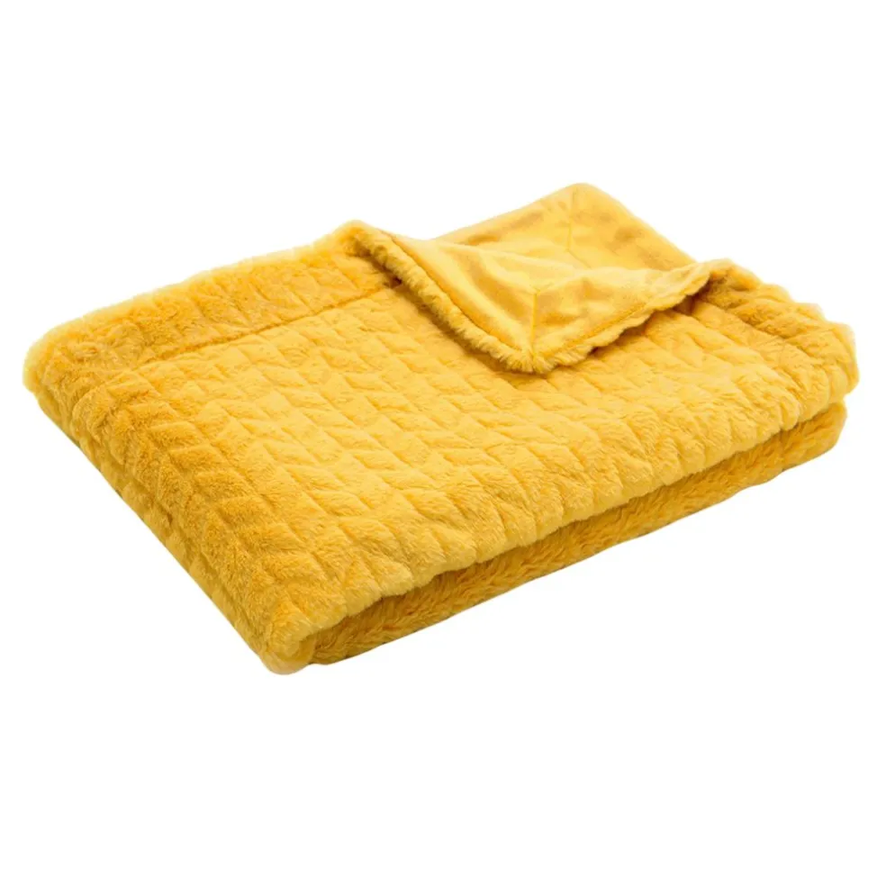 Plaid moutarde 170x130cm - Chevron