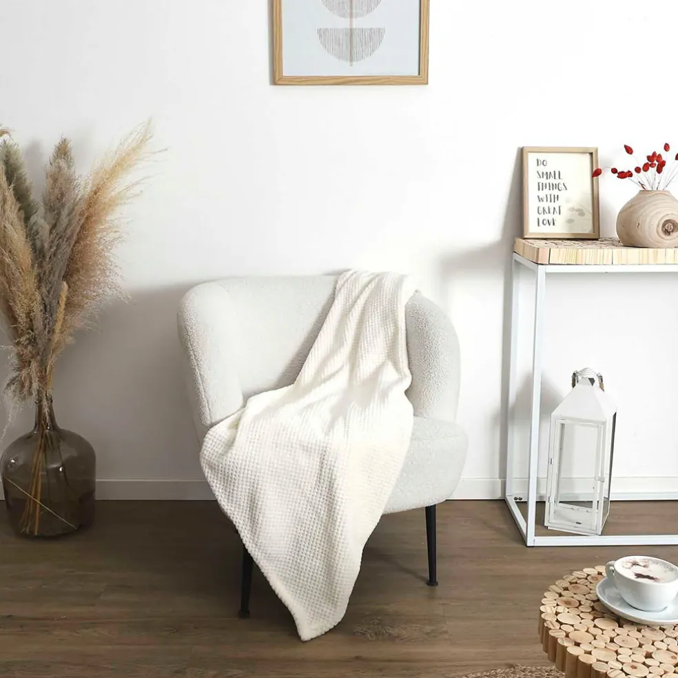 Plaid nid abeille crème 120x150cm